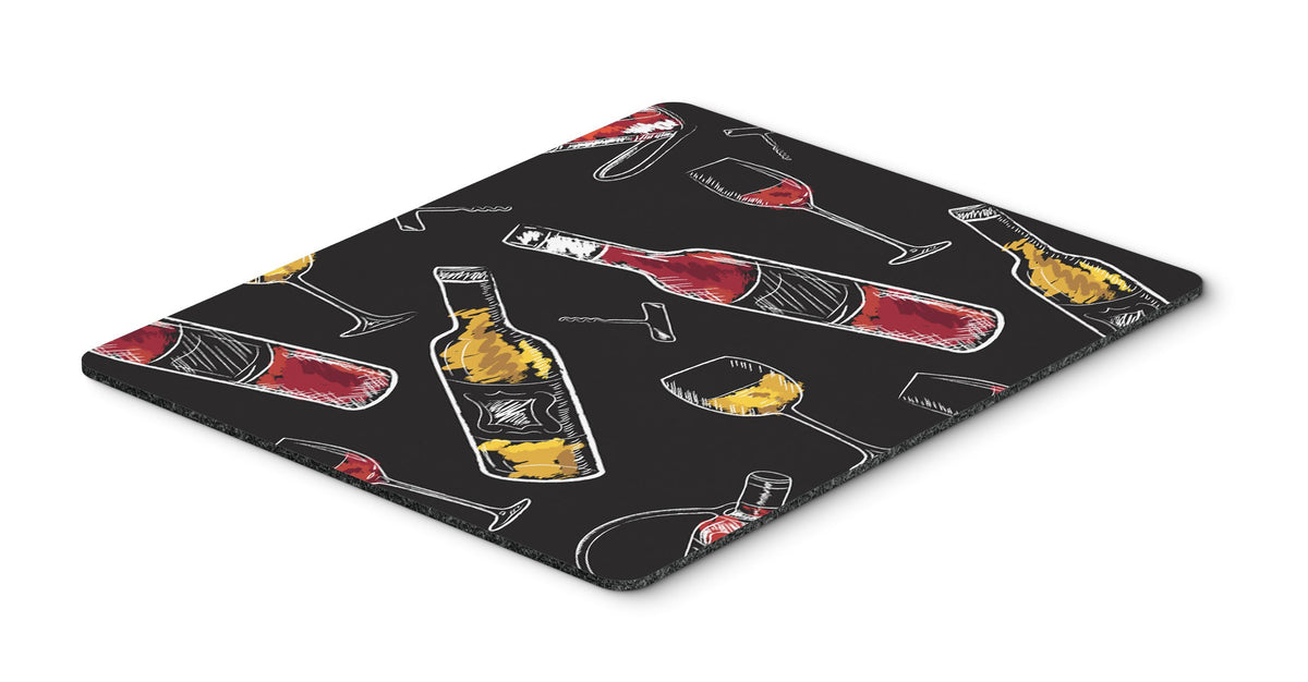 Caroline's Treasures BB5197MP Red and White Wine on Black Mouse Pad, Hot Pad or Trivet for Home Office Gaming Working Computers Laptop Mouse