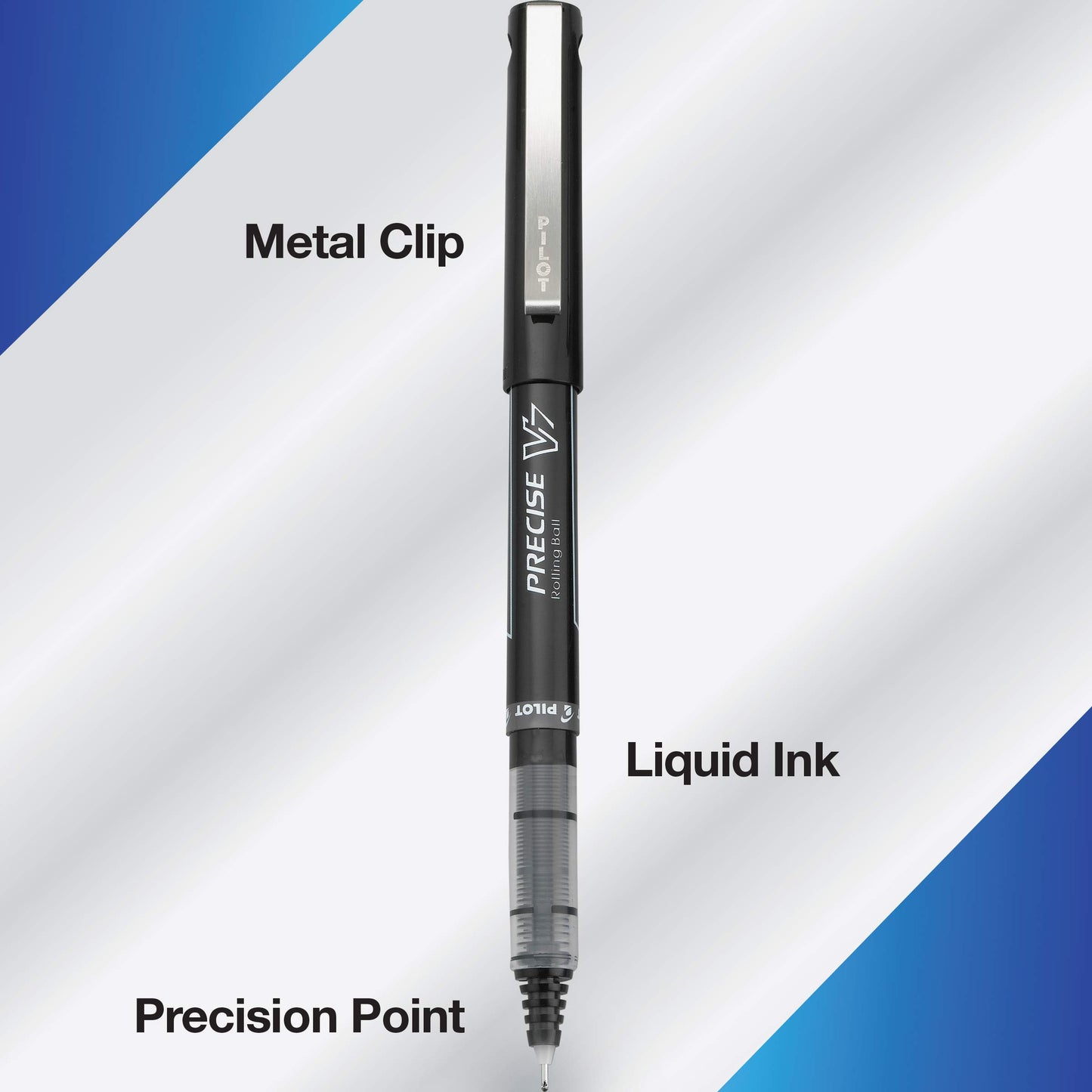 Pilot, Precise V7, Fine Point 0.7 mm, Black Ink Pens, Pack of 12