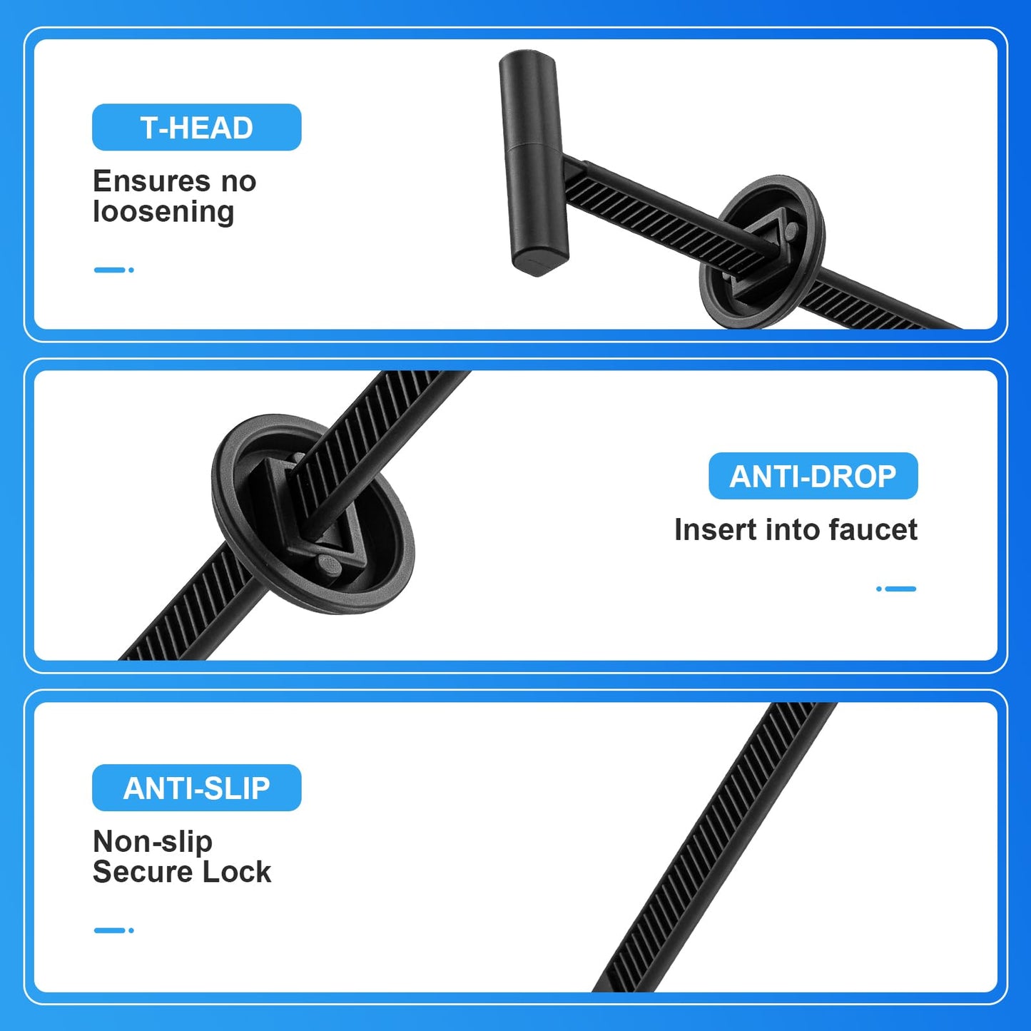 Seyobo 60PCS Dual-Lock Universal Upgraded Nylon Cable Tie Buckle with Storage Box, T Zip Ties for Cars Daily Repair Bumper Clips, Multi-Purposes
