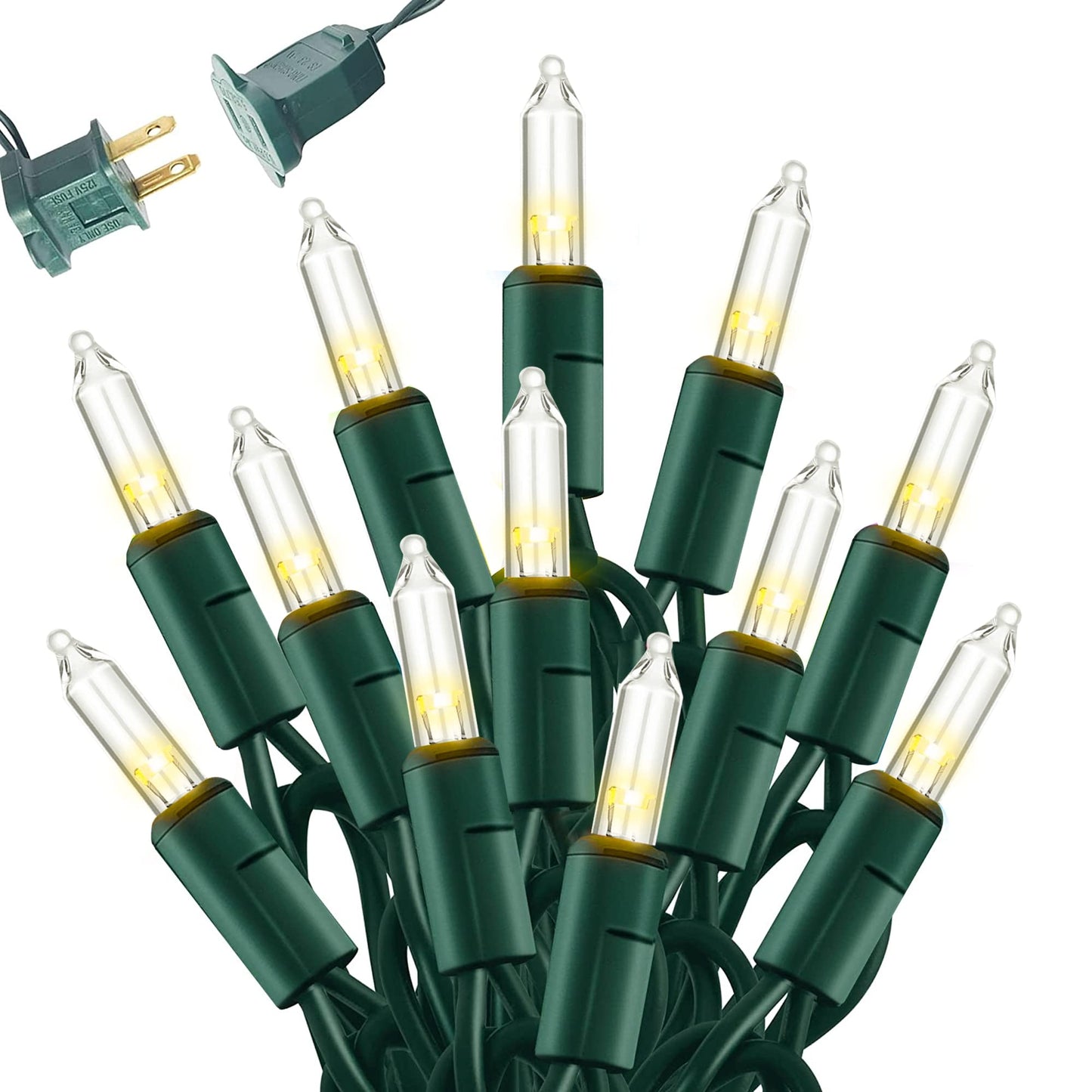 Dazzle Bright Christmas Mini String Lights, 60FT 300 Incandescent Green Wire Fairy Lights UL Certified Christmas Decorations for Indoor Outdoor Yard