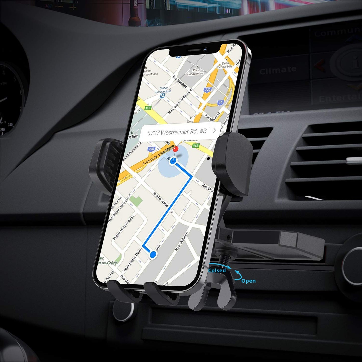 WixGear Universal Car Phone Mount CD Slot Car Mount Holder with New Gravity Self-Locking Design Mount, Compatible with All Phones (New Self-Locking)