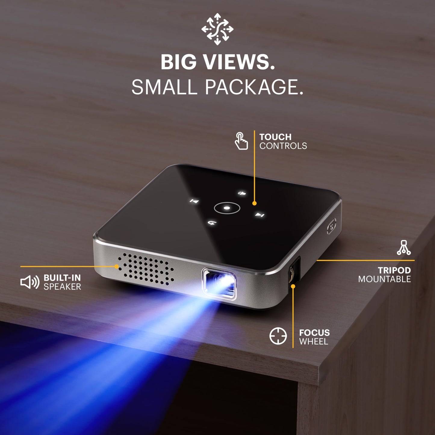 Kodak Ultra Mini Rechargeable Pocket Projector - DLP Pico Black Projector 100” Display, HDMI/USB/Micro SD, Built-in Speaker & Carrying Case