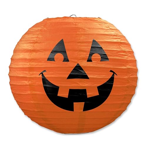 Beistle 3-Pack Jack-O-Lantern Paper Lanterns, 9-1/2-Inch,