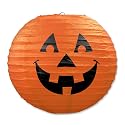 Beistle 3-Pack Jack-O-Lantern Paper Lanterns, 9-1/2-Inch,