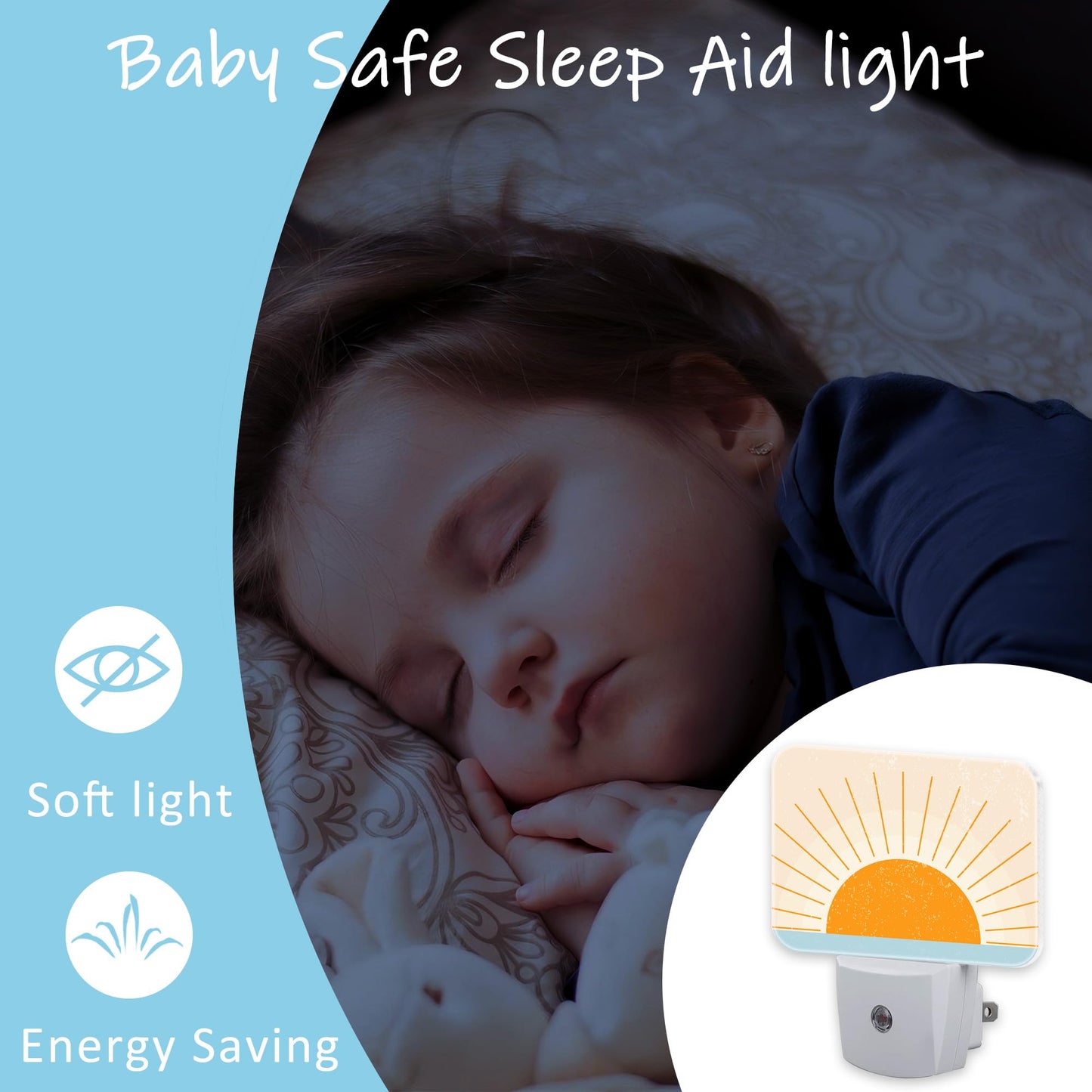 AKKAVNIA Night Light Abstract Sun Rise Plug-in Wall LED Night Lamp with Dusk-to-Dawn Smart Sensor Lamp for Adult Bedroom Living Room Hallway Kitchen