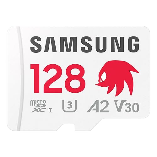 Samsung PRO Plus Sonic The Hedgehog + Adapter, 128GB microSDXC, Up-to 180MB/s, Full HD & 4K UHD, UHS-I, C10, U3, V30, A2, for Nintendo-Switch, Steam