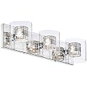 Possini Euro Design Wrapped Wire Modern Wall Light Polished Chrome Silver Metal Hardwired 22" Wide 3-Light Fixture Clear Glass Cylinder Shade