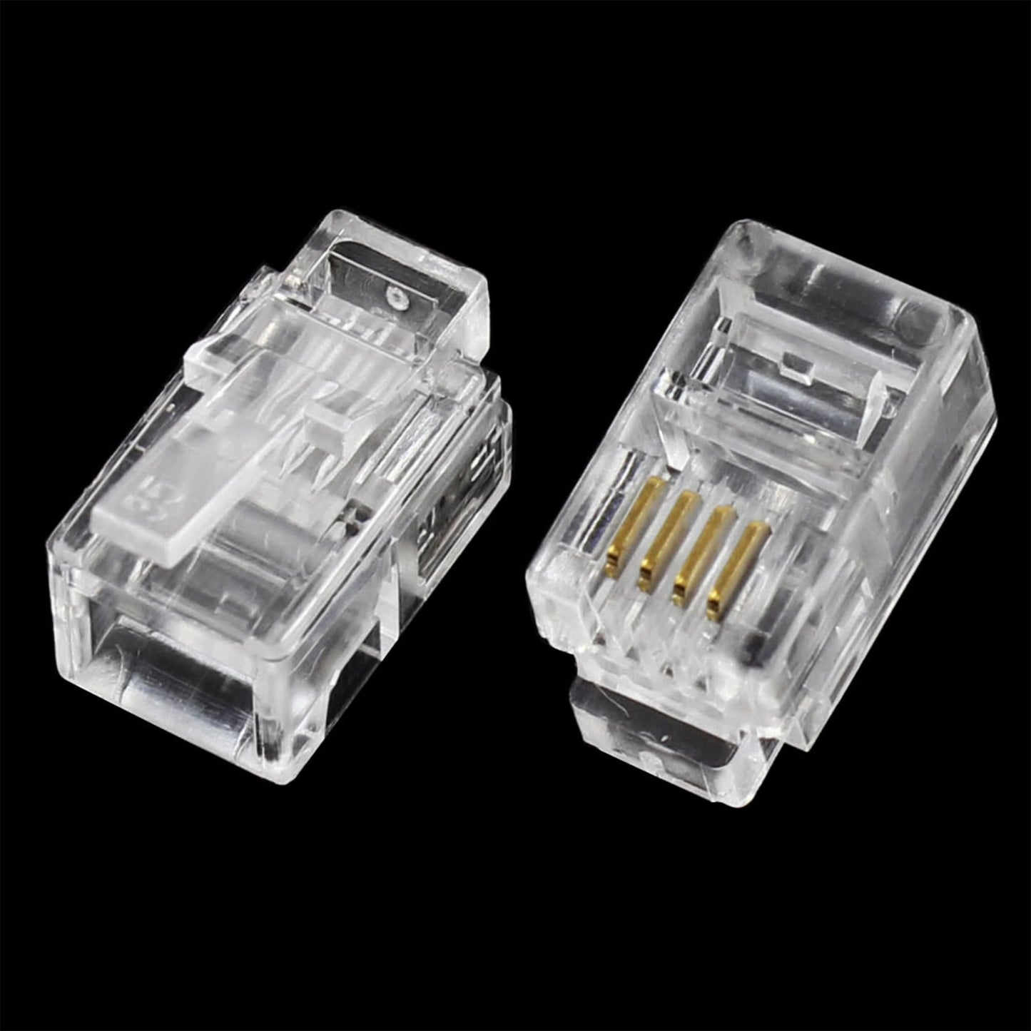 uxcell 20 Pack Phone Modular Plug, Household RJ9 4P4C Telephone Cable End Phone Adapter Connector, Standard Jack for Telephone Handset Flat Stranded