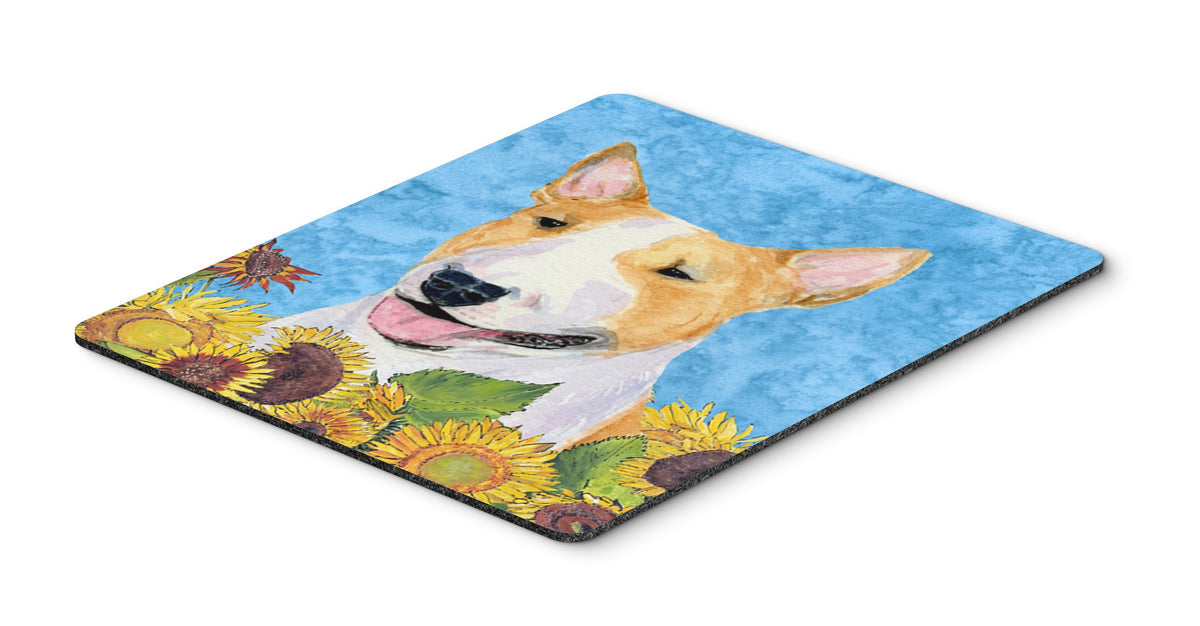 Caroline's Treasures SS4129MP "Bull Terrier in Summer Flowers Mouse Pad, Hot Pad or Trivet" for Home Office Gaming Working Computers Laptop Mouse