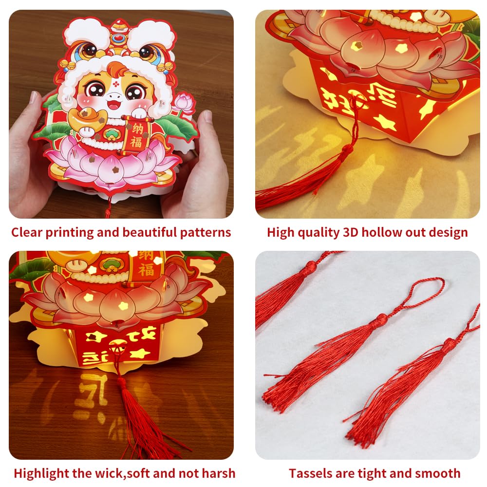 6 PCS Spring Festival Lantern DIY Handmade 2026 Lunar New Year Horse Lantern Easy to Operate Party Decorations