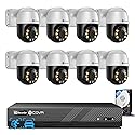 4COVR PoE PTZ Security Camera System, 8X 5MP PoE IP Camera, 8CH 4K NVR & 2TB HDD, 350° Pan 90° Tilt 3X Digital Zoom, Smart Color Night Vision, Two Way