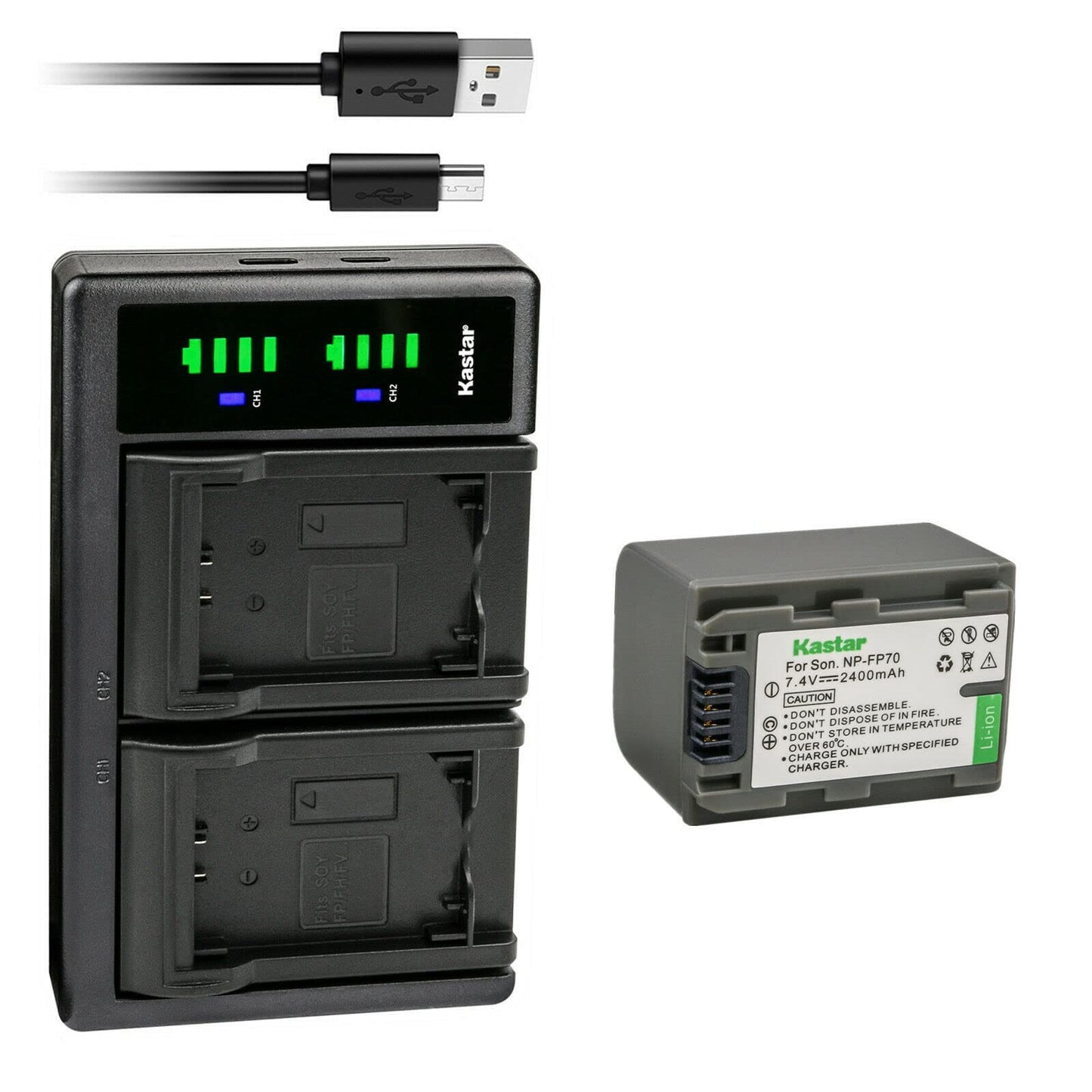 Kastar 1-Pack Battery NP-FP70/FP71 and LTD2 USB Charger Compatible with Sony DCR-HC21 DCR-HC22 DCR-HC23 DCR-HC24 DCR-HC26 DCR-HC28 DCR-HC30 DCR-HC32