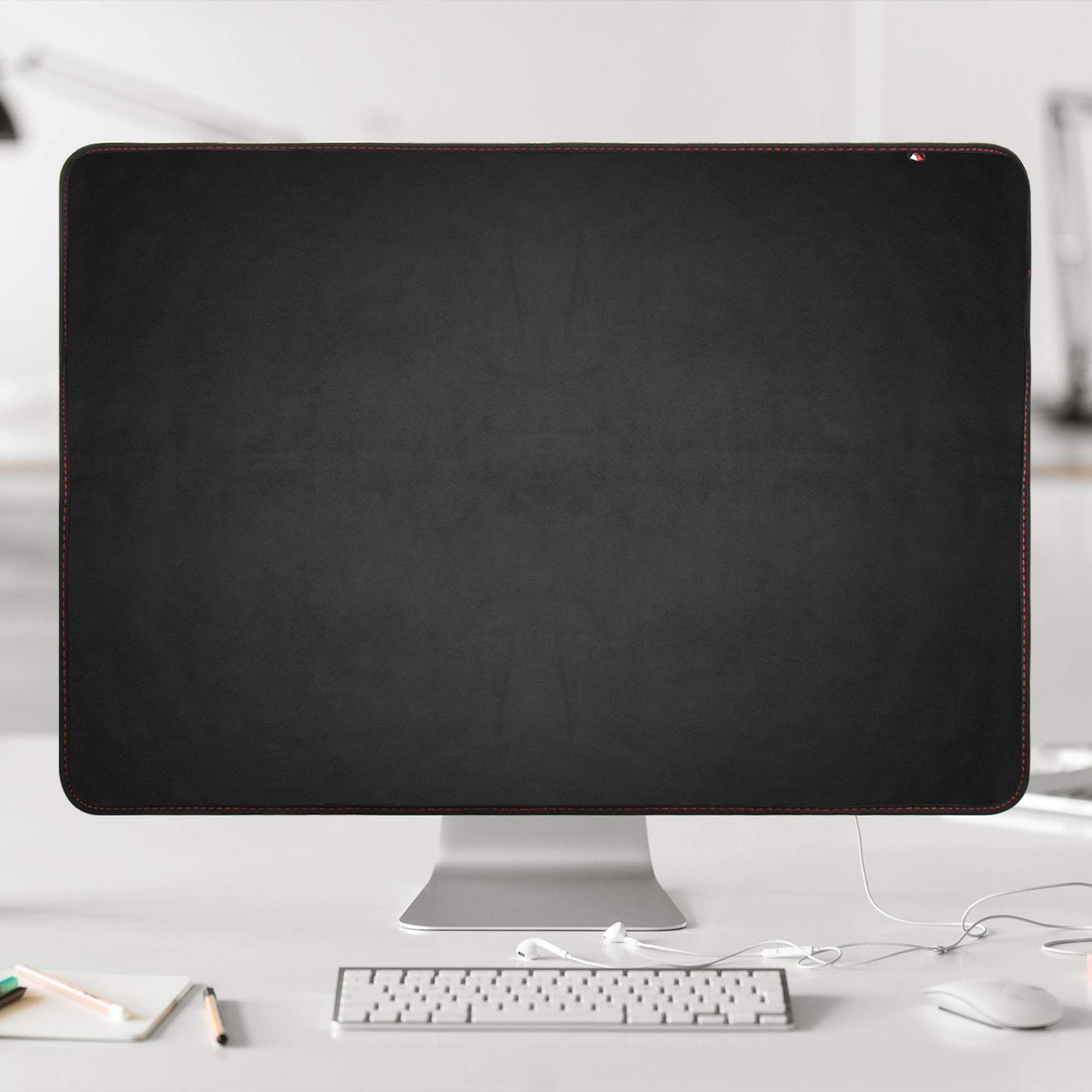 TXEsign Monitor Dust Cover, PU Leather PC Computer Monitor Screen Display Protector with Rear Pocket for IMAC 27 inch Slim A1862/A1419 (27", Black)
