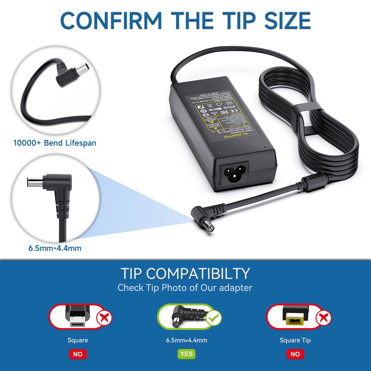I IBACASE 19.5V Adapter Power Cord Compatible with Sony Bravia TV Series and More Power Supply Cord (6.5mm*4.4mm)