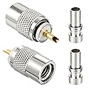 RFAdapter PL 259 Connectors, 2-Pack PL-259 UHF Male Solder Connector Plug with Reducer, Teflon Material 50ohm for RG59, RG8, RG8x, LMR-400, RG-213
