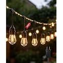 Outdoor String Lights With Lighted Tubing 24 ft, Commercial Grade String Lights with 13 (12+1spare) S14 Edison Bulbs & 72-LED Lighted Tubing, IP65
