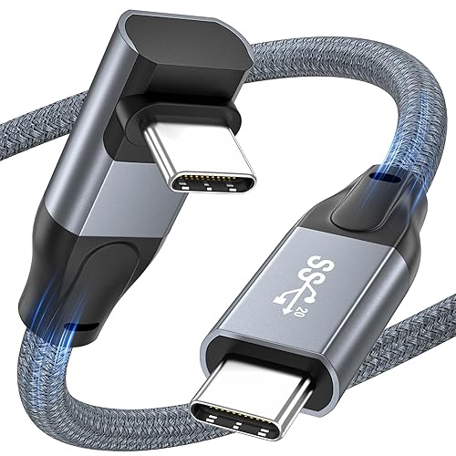 USB C to USB C Cable Right Angle 20Gbps Data Transfer 4K@144Hz/60Hz Video Cable 100W Fast Charging High Speed 90 Degree USB C 3.2 Gen2x2 Compatible