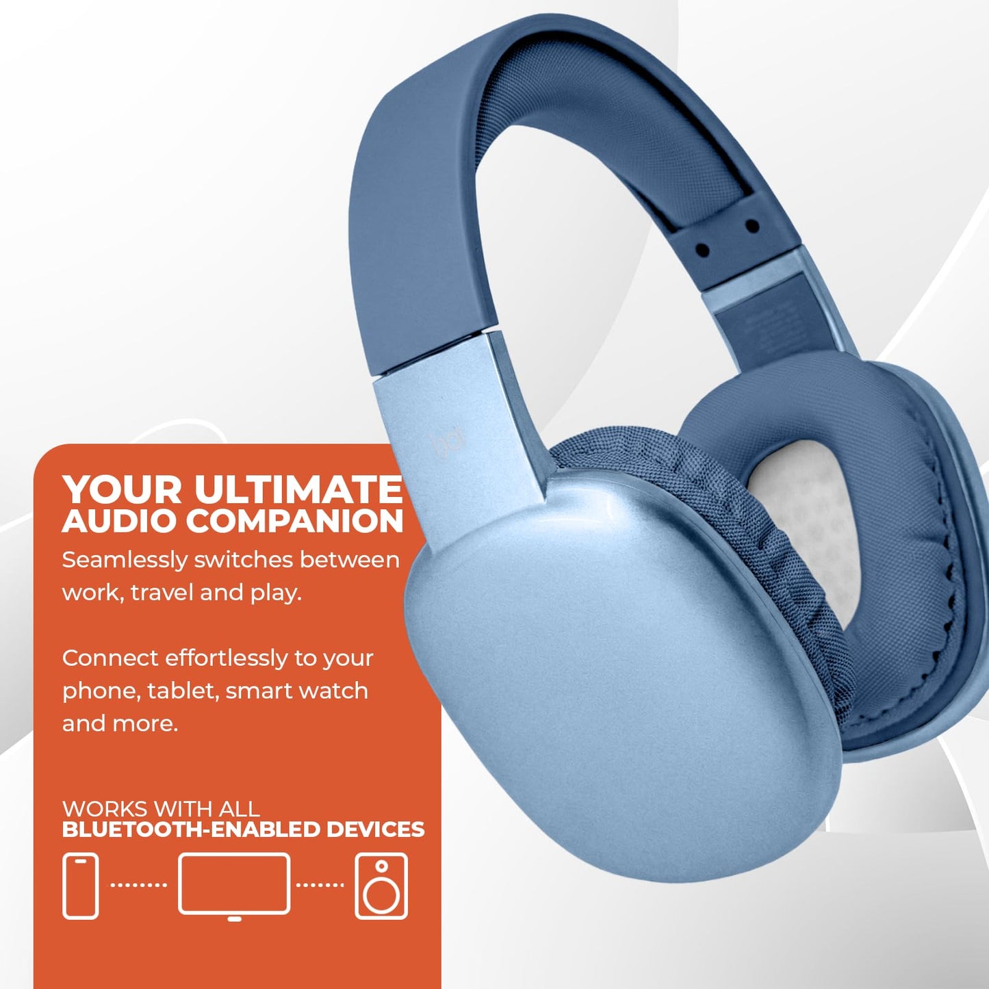 iJoy Ultra Wireless Over-Ear Bluetooth Headphones with Mic, Up to 10 Hours Playtime, Bluetooth Headset 33Ft Range with Backup AUX Cable & SD Slot…