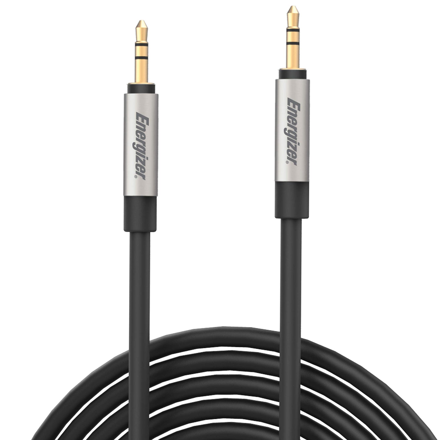 Energizer Premier Accessory Group Ultimate AUX Cord 3.5mm Metal Tip, Black (10 Feet)