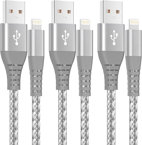 GHEREL iPhone Charger 3 Pack 10 ft MFi Certified Lightning Cable Nylon Braided Cable iPhone Charger Fast Charging Cord Compatible with iPhone 14 13…