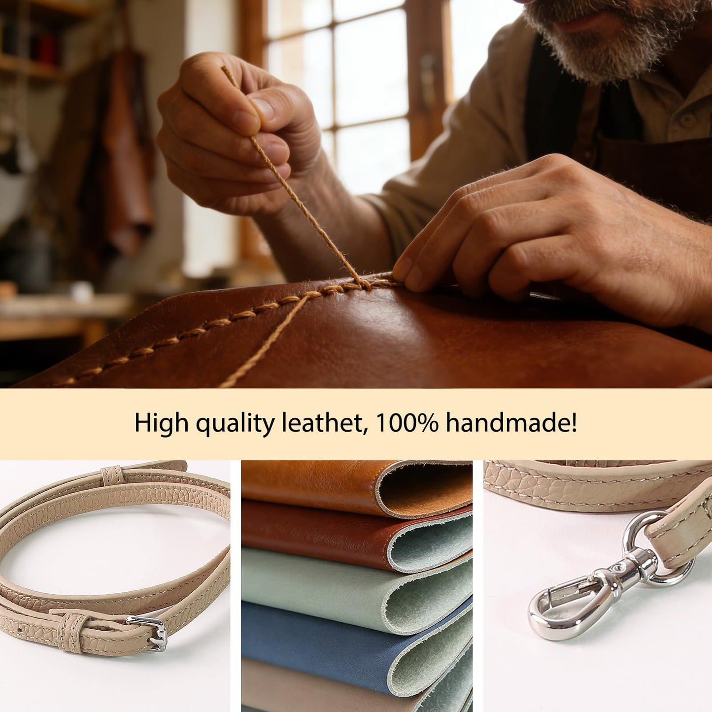 LUCKYCOIN Adjustable Leather Crossbody Strap 45"-53", Genuine Full-Grain Purse Strap & Replacement Strap for Phone Cases & Mini Bags, 360° Swivel Snap