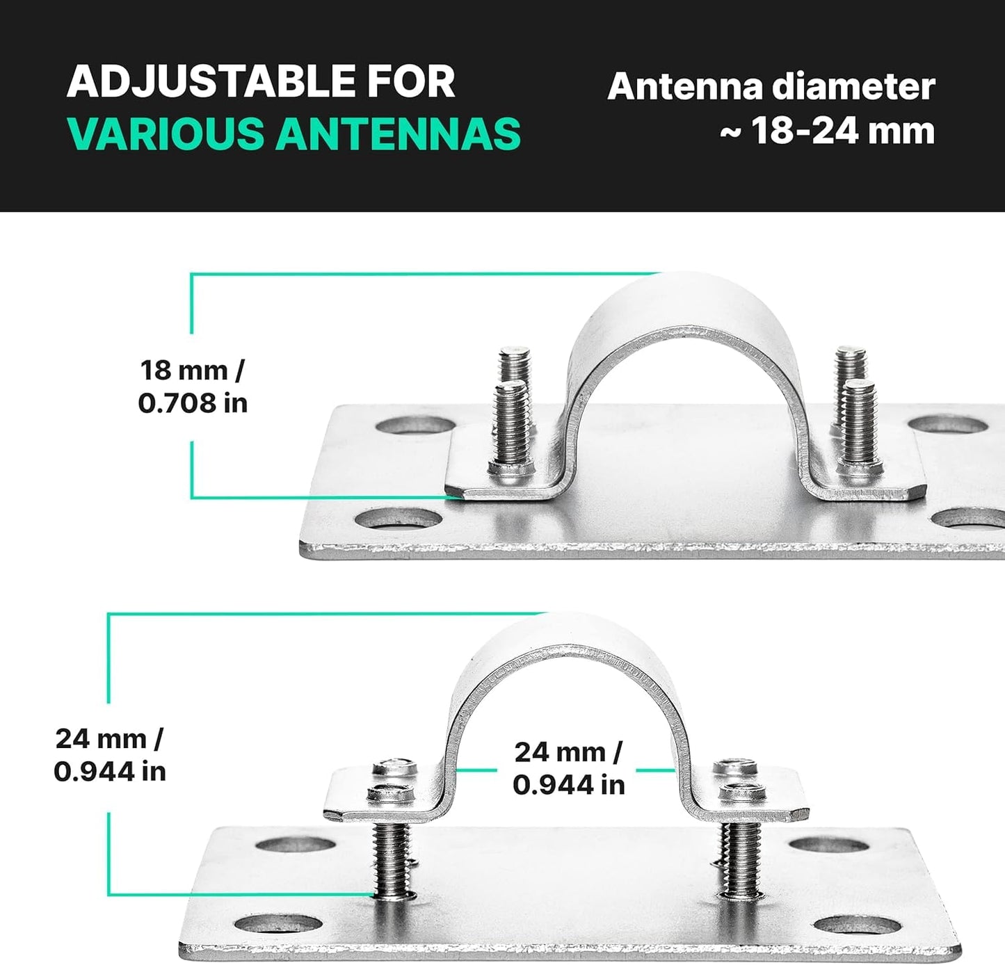 Helium Antenna Mast Mount for Pole Mounting Fixed U-Bolt Clamp Hardware Bracket Outdoor Roof Lora Hotspot Mining RAK Bobcat Nebra Sensecap Synchrobit