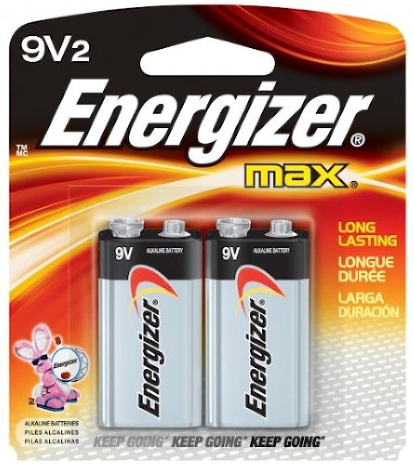 Energizer MAX 9V Batteries (2 Pack), 9 Volt Alkaline Batteries