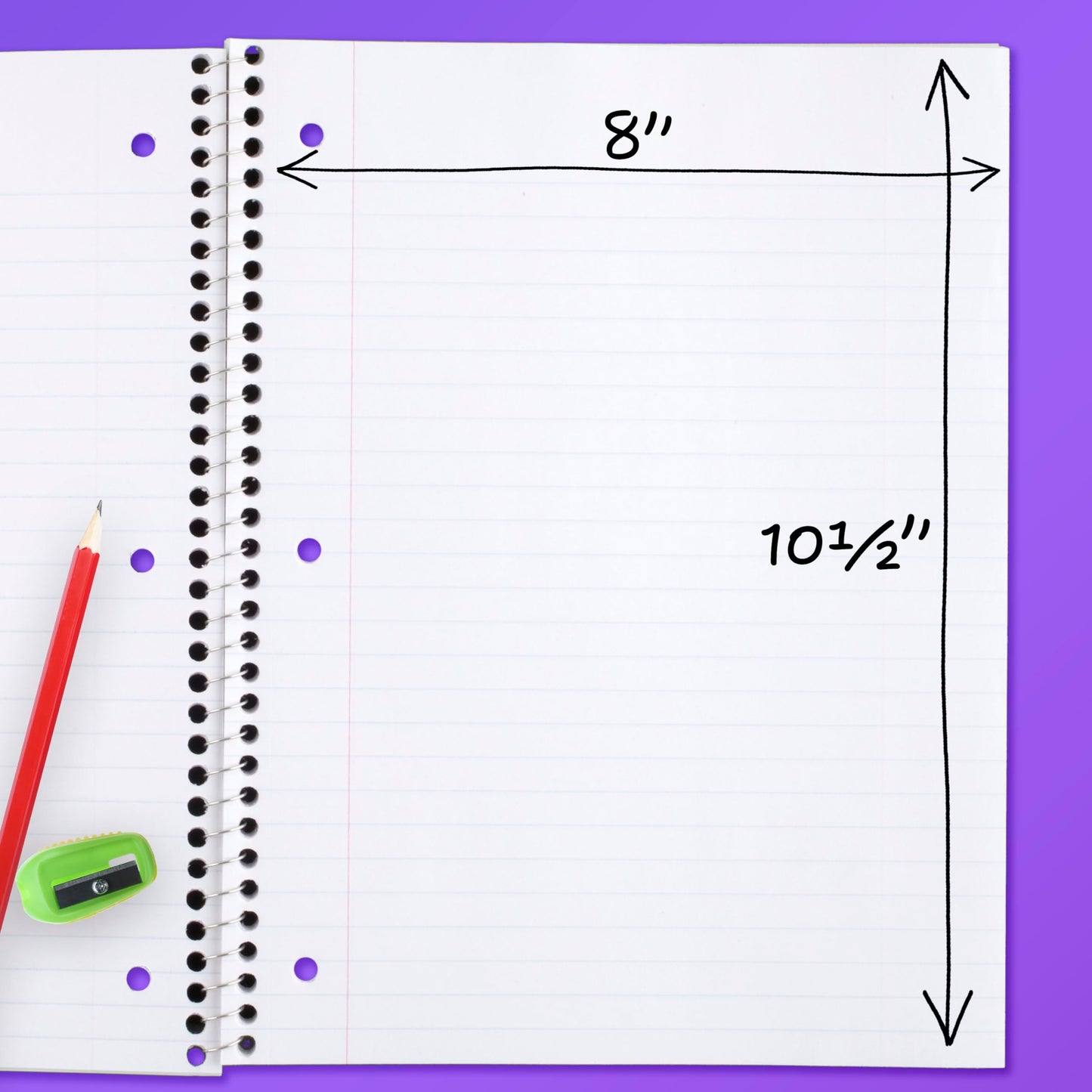 Mead Spiral Notebook, 1 Subject, Wide Ruled Paper, 8" x 10-1/2", 70 Sheets, Selected Colors Will Vary, 6 Pack (930267)