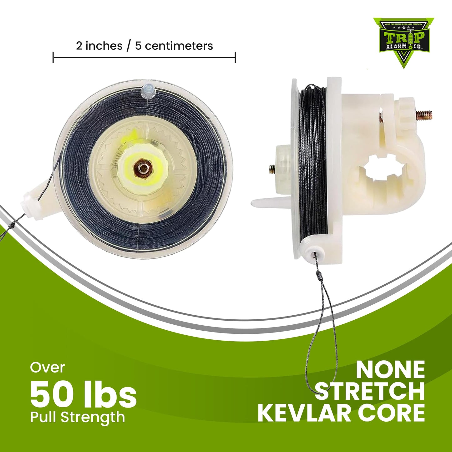 Trip Alarm Co Kevlar Tripwire 85ft Reusable Reel - Silicone Coated Wire Cord for Perimeter Trip Alarm - Lightweight, Military-Grade Silicone Wire for