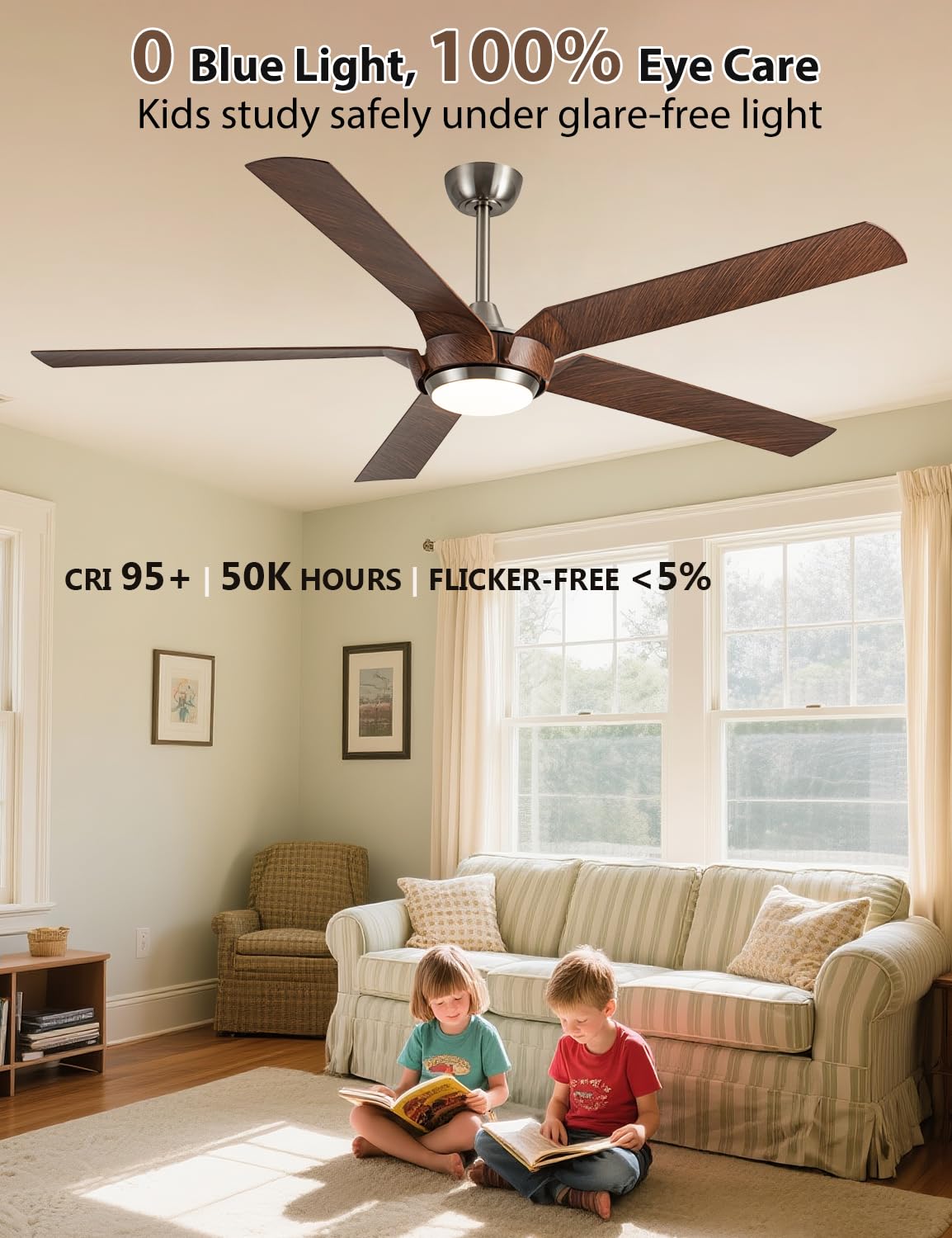 Vaczon 65" Gold Ceiling Fan with Light & Remote - Farmhouse Ceiling Fan with for Bedroom,High Airflow Quiet DC Motor 6-Speed Reversible Indoor/Outdoor