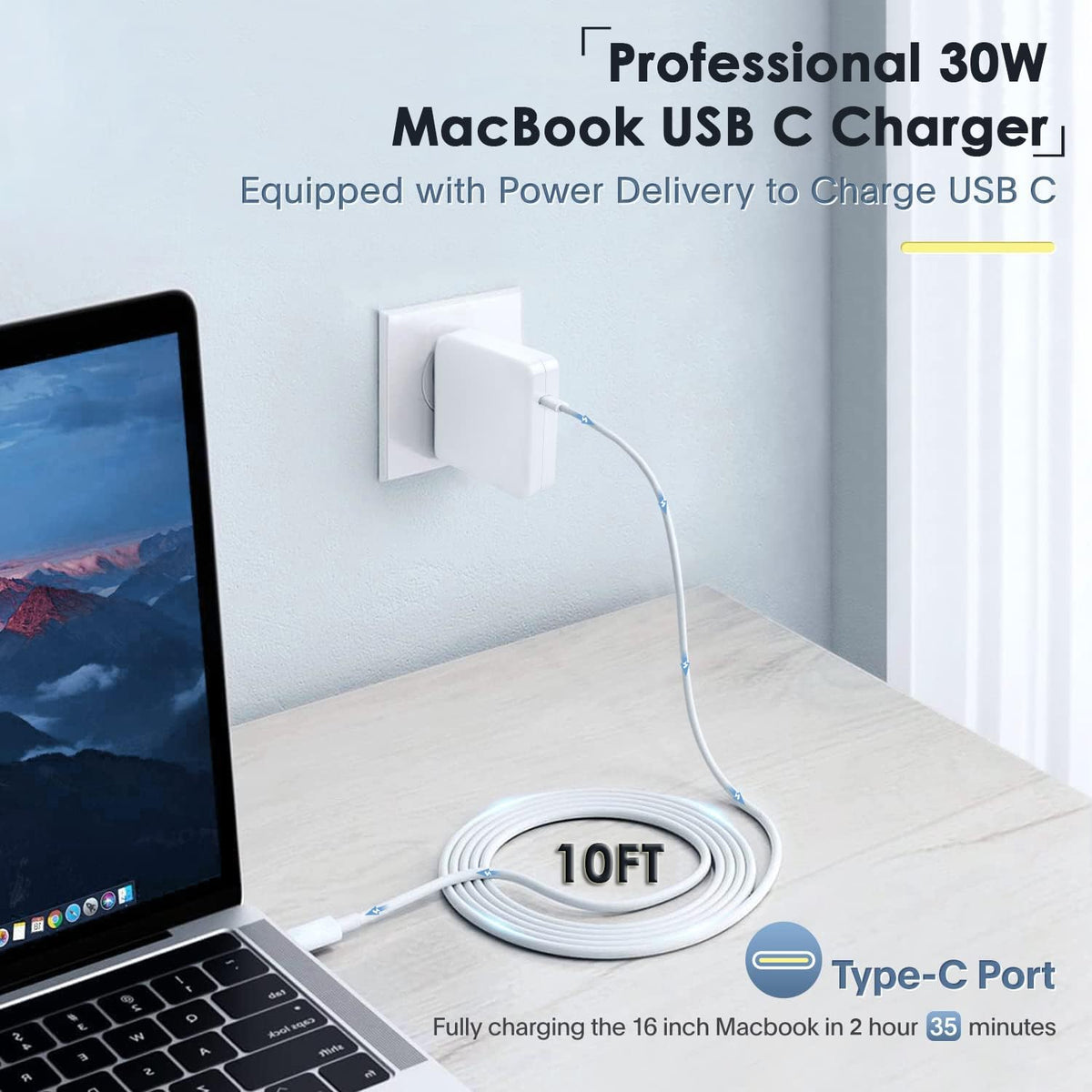 Mac Book Pro Charger - USB C Charger Fast Charger Power Adapter for USB C Port MacBook Pro/ MacBook Air 16 15 14 13 inch, New iPad Pro and All USB C