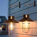 pearlstar Solar Lanterns Outdoor Metal Solar Powered Hanging Lights Waterproof for Barn Wall Yard Garden Patio Garage Balcony Porch Fence Decor, Warm