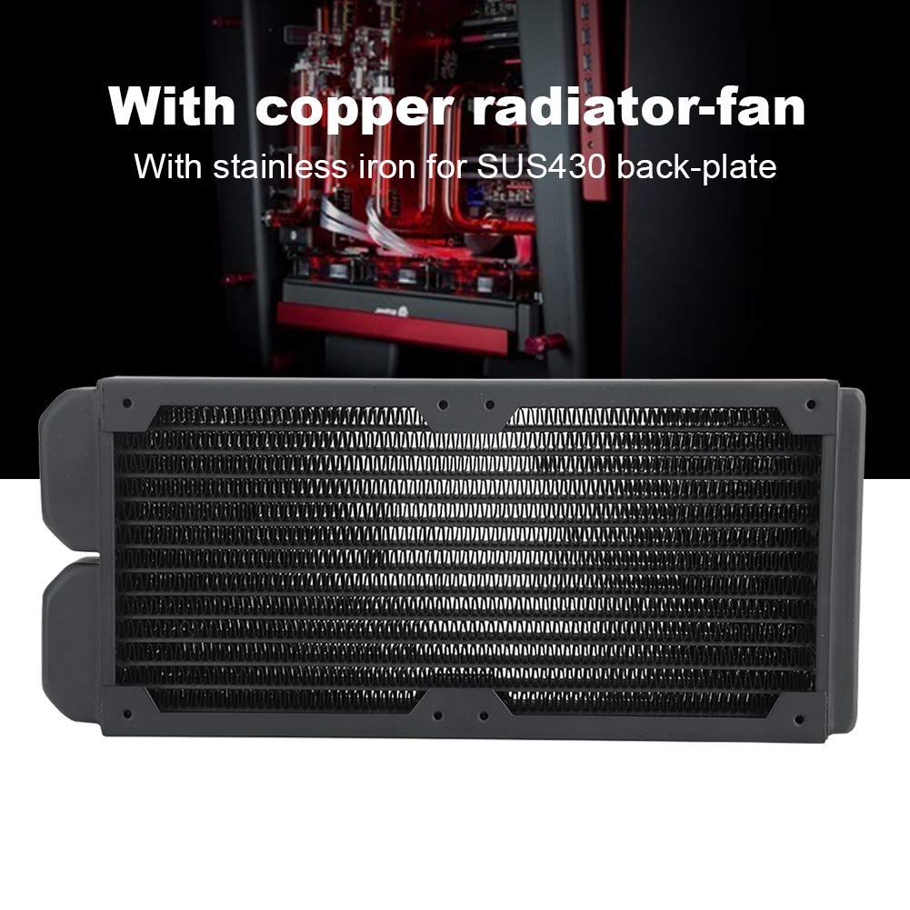 ASHATA Copper Radiator, 240mm Water Cooling Radiator with G1/4 Thread, 14 Pipes Water Cooling Cooler for PC Computer CPU Heat Sink, TSRP-TW240