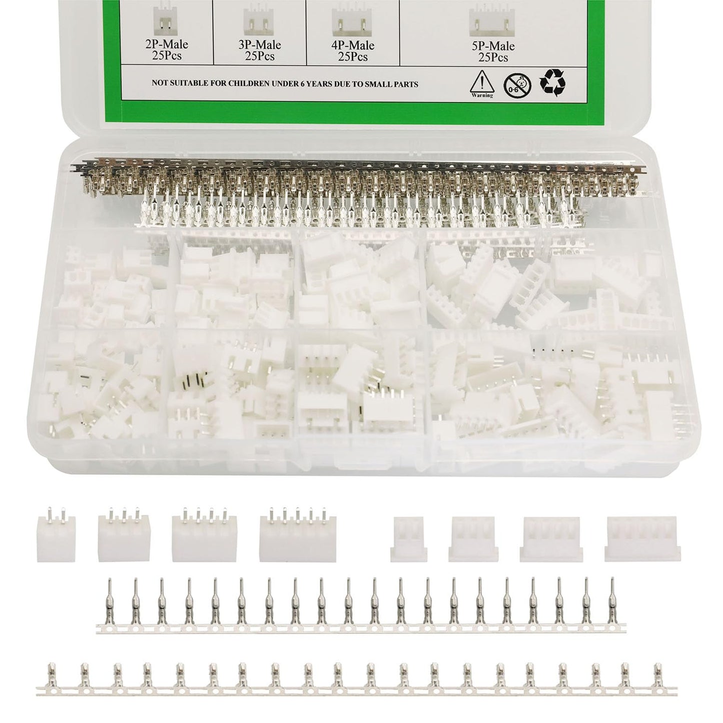 Raogoodcx 600Pcs 2.54mm JST-XHP 2/3 / 4/5 Pin housing and Male/Female Pin Head Connector Adapter Plug Set