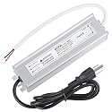 LED Driver 60 Watts 24V DC Low Voltage Transformer? Waterproof IP67 LED Power Supply, Adapter with 3-Prong Plug 3.3 Feet Cable for Any 24V DC led