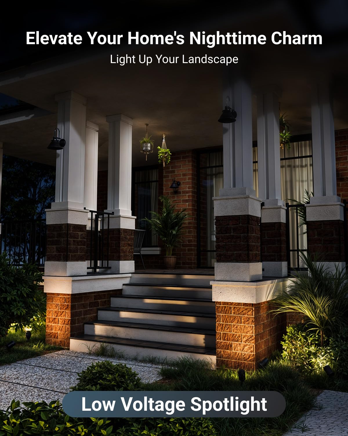 Sunco Low Voltage Landscape Spotlights 12V, 4-Pack - 10.5W LED Outdoor Uplights for Gardens/Trees/Flags/Walkways, Selectable CCT 2700K/4000K/5000K