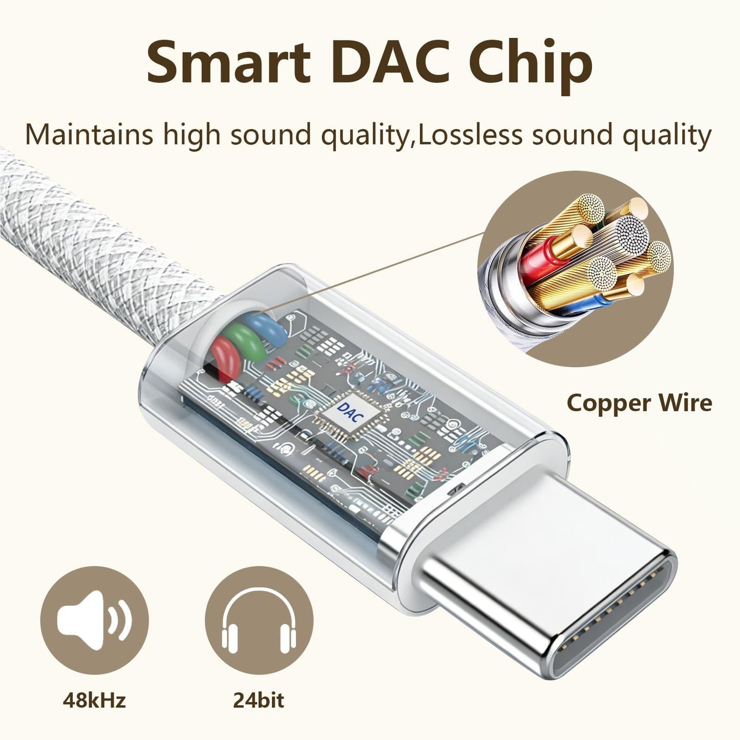 USB-C to 3.5mm Audio Headphone Adapter - HiFi Compatible with Apple iPhone 17 16 15 Galaxy S25 S24 S23 S22 S21 Plus Pro Max Ultra Pixel iPad - Type C