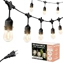 Brightech Ambience Pro - Waterproof LED Outdoor String Lights - Hanging, Dimmable 2W Vintage Edison Bulbs - 48 Ft Commercial Grade Patio Lights Create