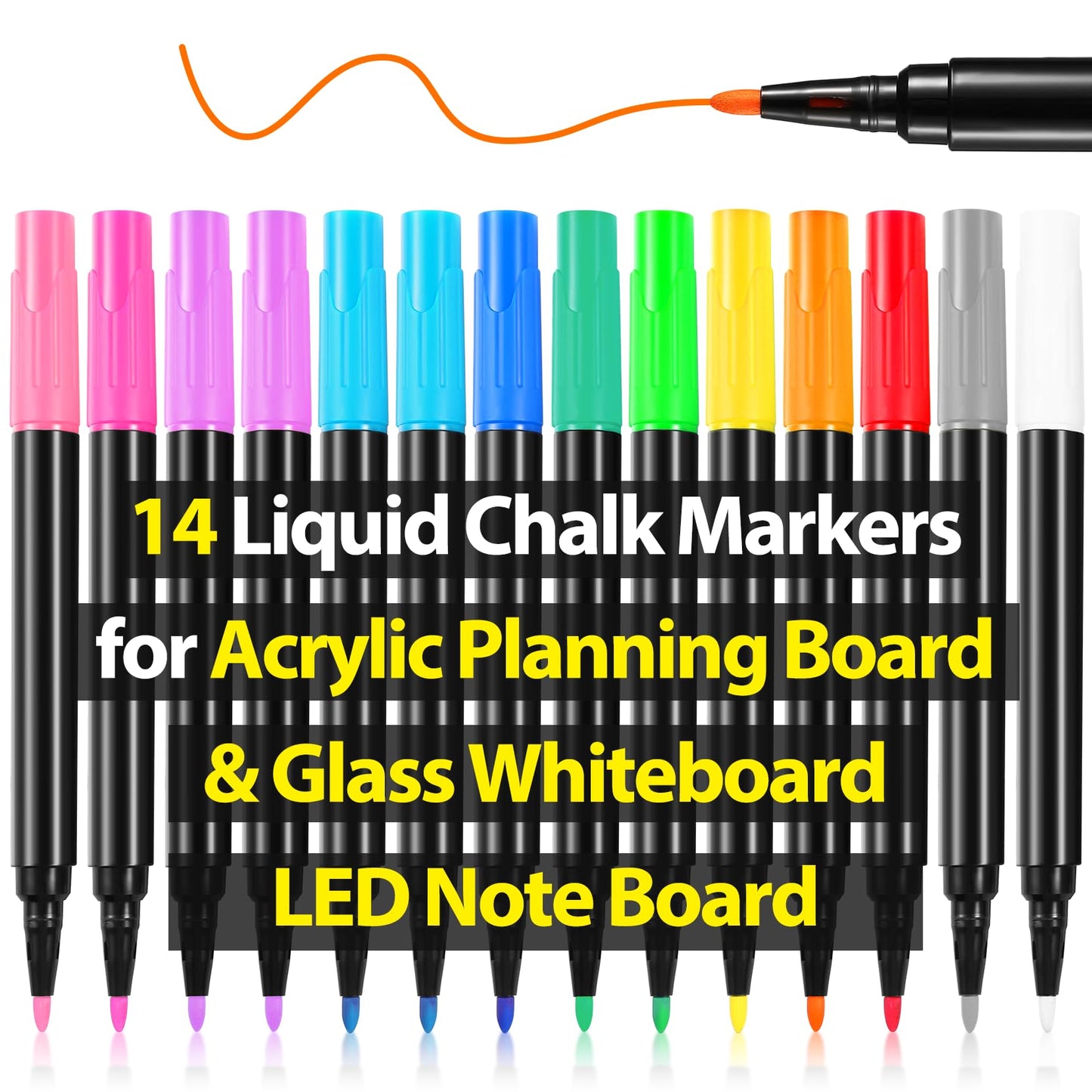 Liquid Chalk Markers for LED Drawing Note Board Acrylic Calendar Planning Board Clear Glass Dry Erase Whiteboard Window Mirror Christmas Holidays