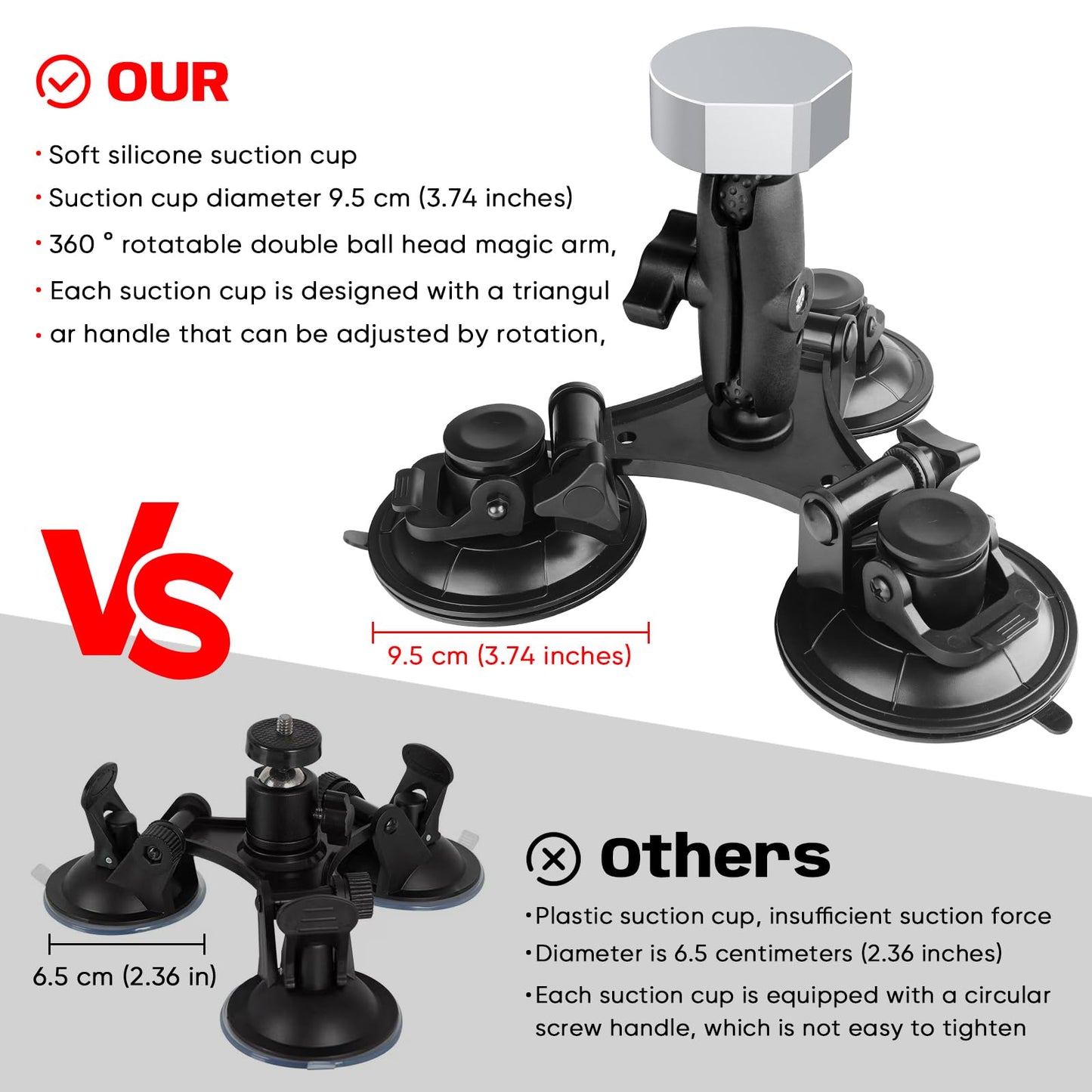 Equipped with 1/4 Inch Starlink Mini Tripod Adapter, 360 ° Rotatable Double Ball Head Magic Arm Adapter, Starlink Mini Sunroof Suction Cup Bracket