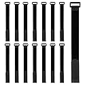 15-Pack Black Reusable Hook and Loop Cinch Straps - Heavy-Duty Adjustable Nylon Fasteners for Home, Office, Garage & Outdoor Use