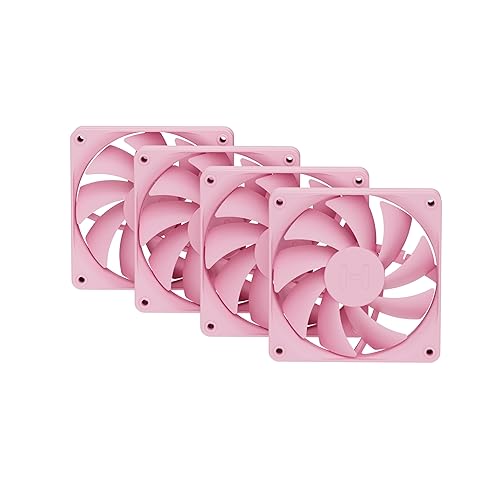 Hyte Flow FA12 120mm PC Case Fans 4-Pack, High Performance, Low Noise, 1500 RPM, 4-Pin PWM, Fluid Dynamic Bearing - Strawberry Milk (Pink)