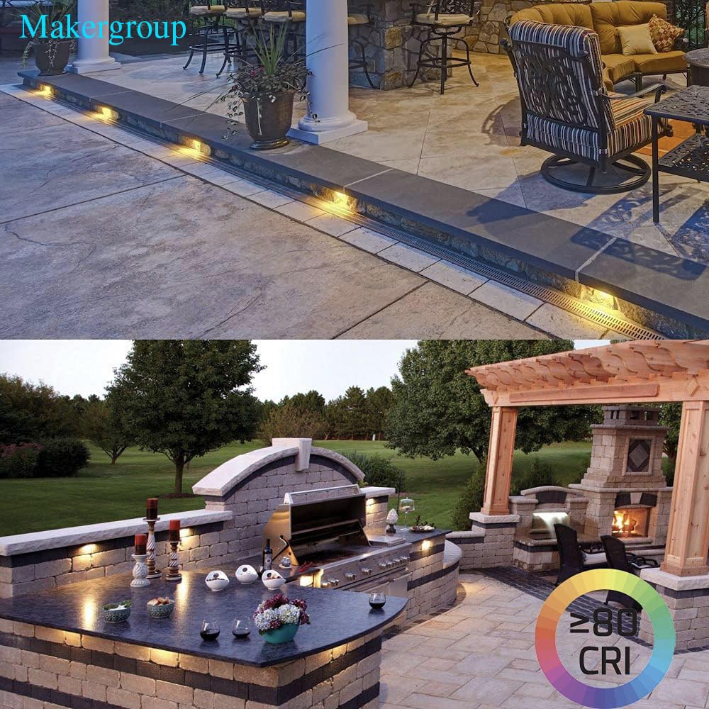 Makergroup LED Deck Lights 12V Low Voltage 7" Hardscape Lights Perfect for Outdoor Kitchen Landscape Lighting Step Deck Paver Rock Lights Retaining