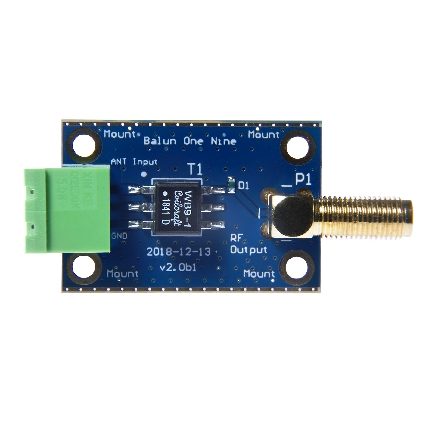 Balun One Nine v2 Barebones - Small Low-Cost 9:1 (1:9) HF Antenna Balun and Unun with Antenna Input Protection for Shortwave. Great for Software