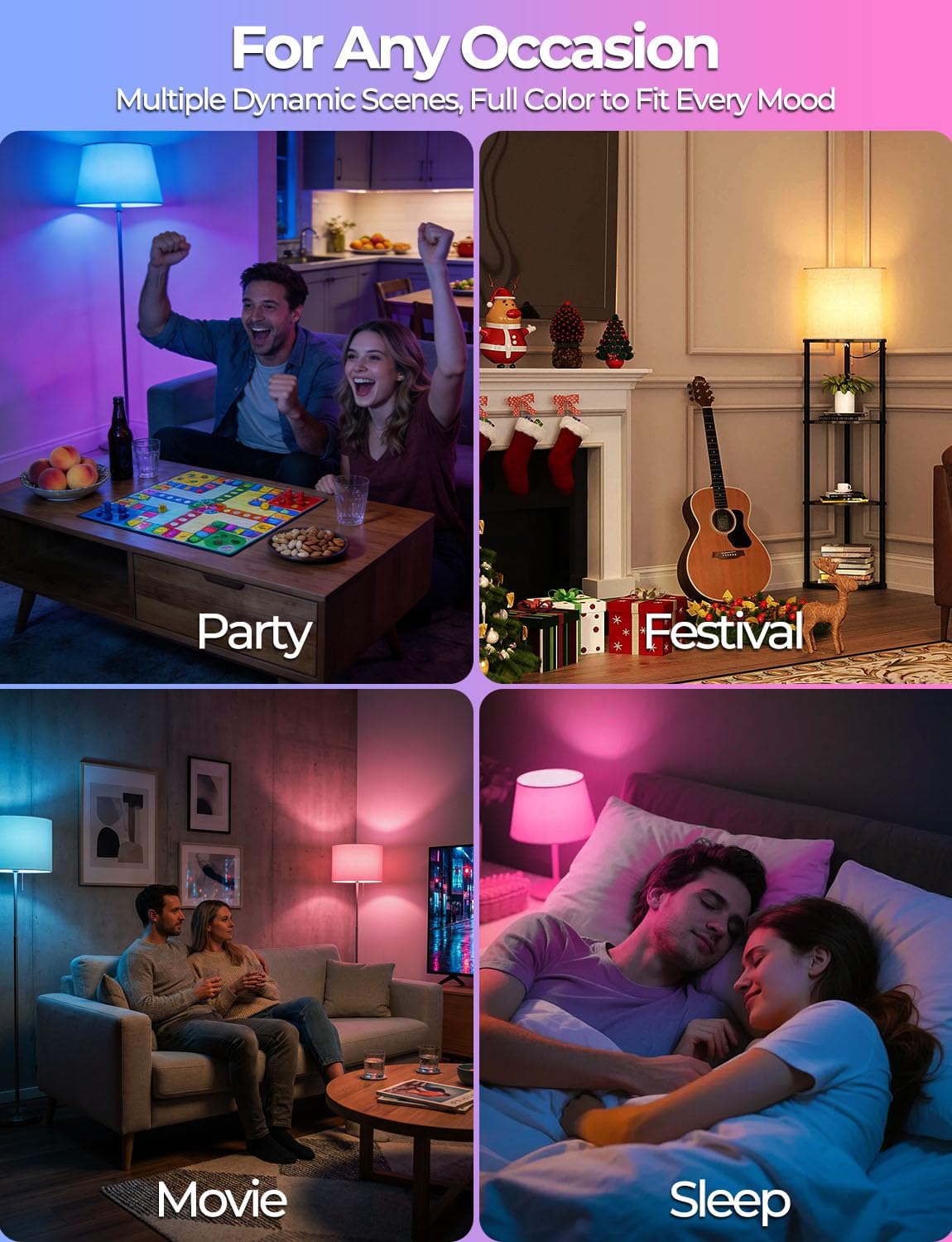 ILC Color Changing LED Light Bulb, 120 Colors, 2700K Warm White, 70 Watt Equivalent, DIY Strobe, RGB with Remote Control, LED 10W A19 E26 Screw (Pack
