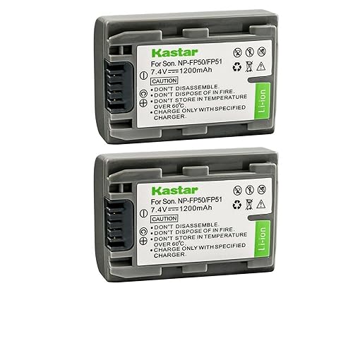 Kastar 2-Pack NP-FP50 / NP-FP51 Battery Replacement for Sony DCR-HC21, DCR-HC22, DCR-HC23, DCR-HC24, DCR-HC26, DCR-HC28, DCR-HC30, DCR-HC32, DCR-HC33