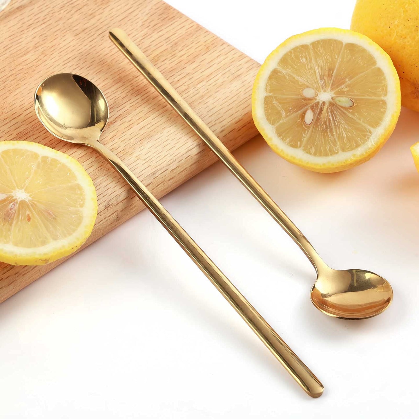4PCS 6.7" Long Handle Coffee/Tea Spoons, Gold Stainless Steel, Ideal for Ice Tea, Espresso & Stirring