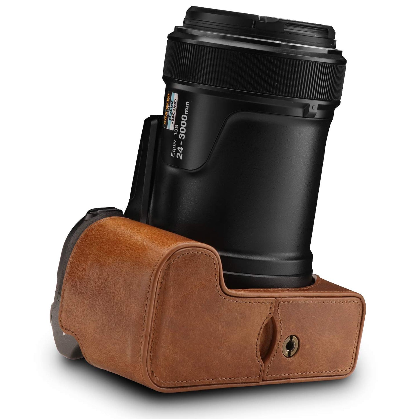 MegaGear MG1534 Nikon Coolpix P1000 Ever Ready Leather Camera Half Case and Strap - Dark Brown, Compact,DarkBrown