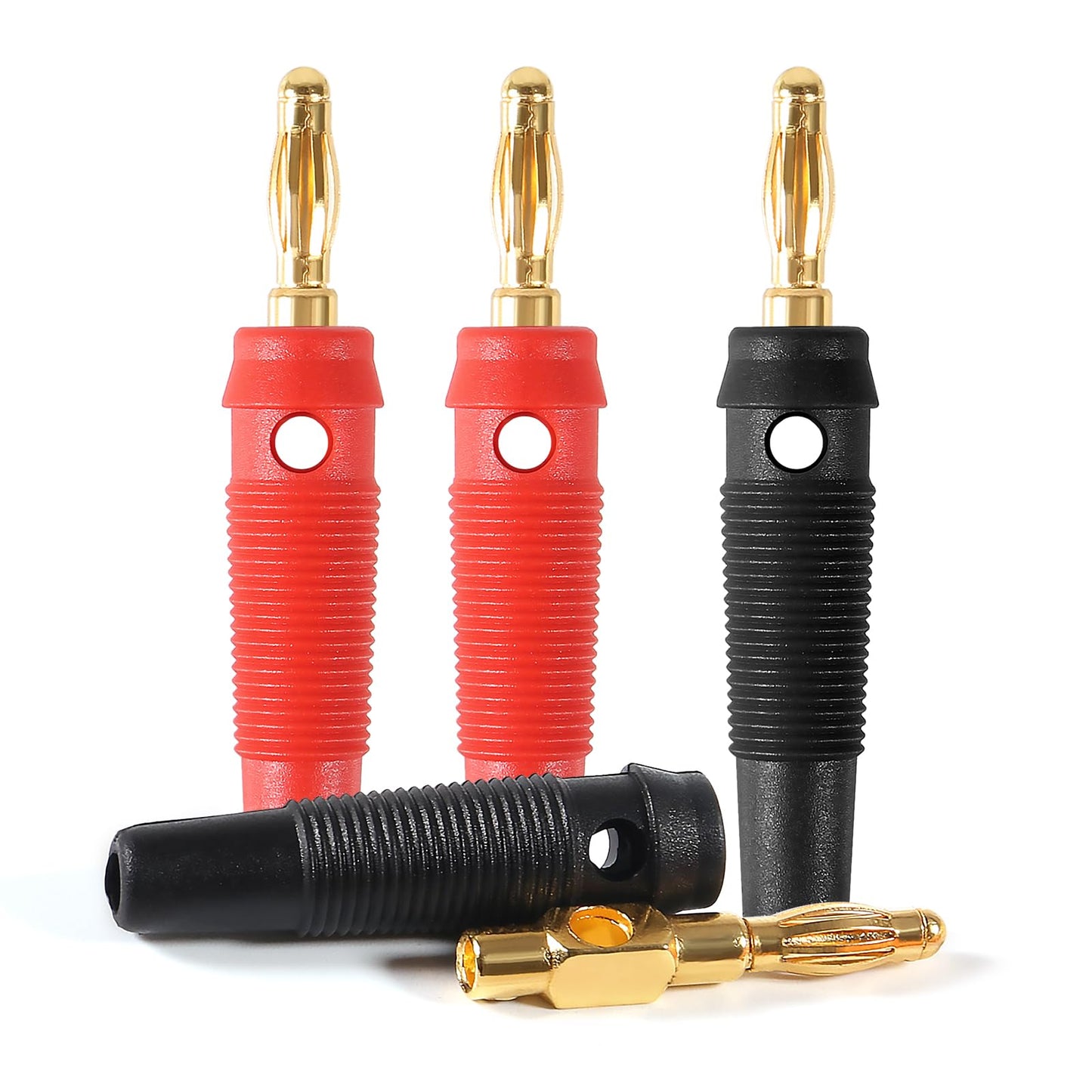 JUZITAO 24Pcs 4mm Banana Plug 32A High Current Speaker Banana Plugs Stackable Screw Type Banana Connector Adapter(12 Red+12 Black)