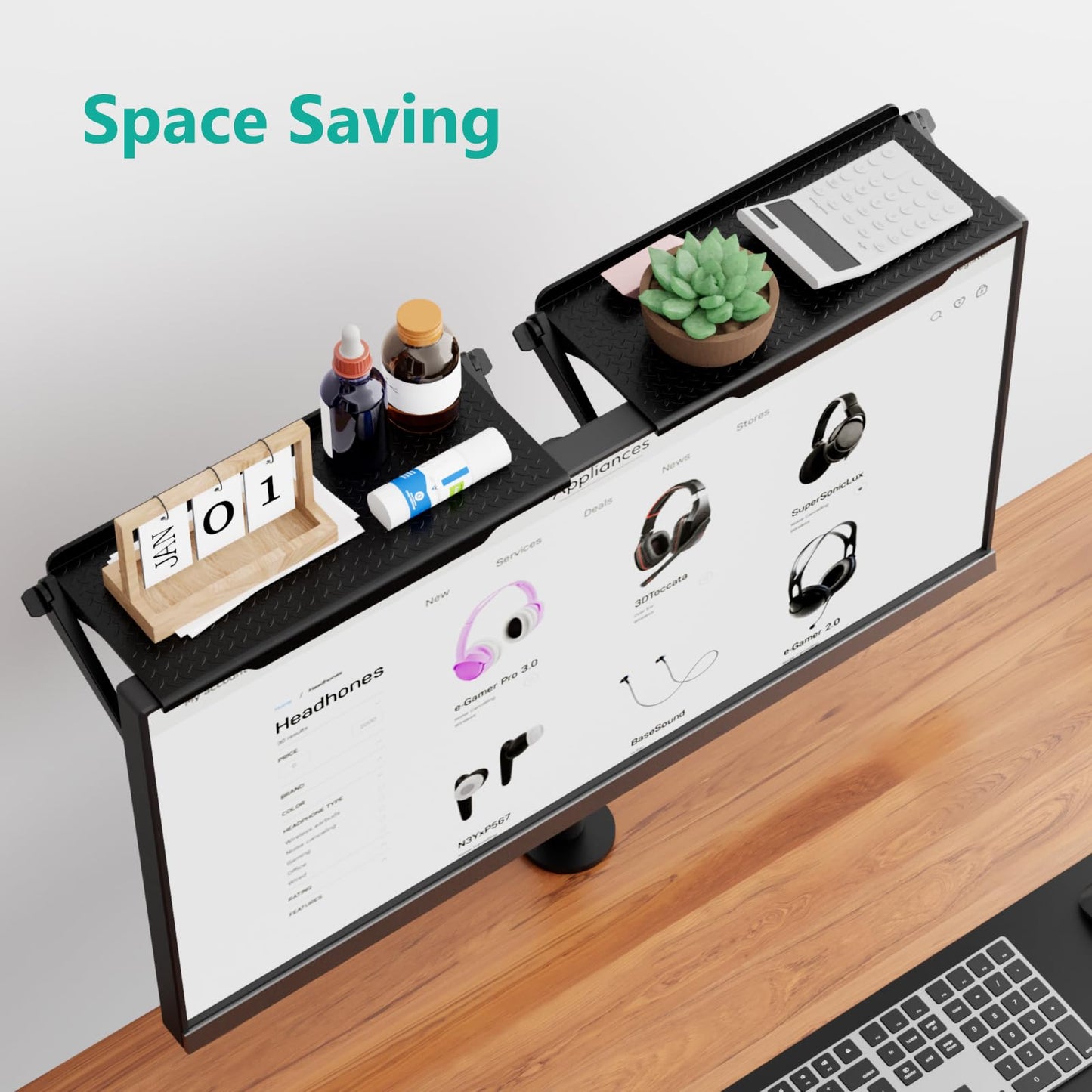 WALI Soundbar Mount, No Drilling TV Top Shelf Fits Most of Sound Bars, Adjustable Sound Bar Holder for Samsung, Sony, LG, Bose, 23.6"x4.7" Floating TV